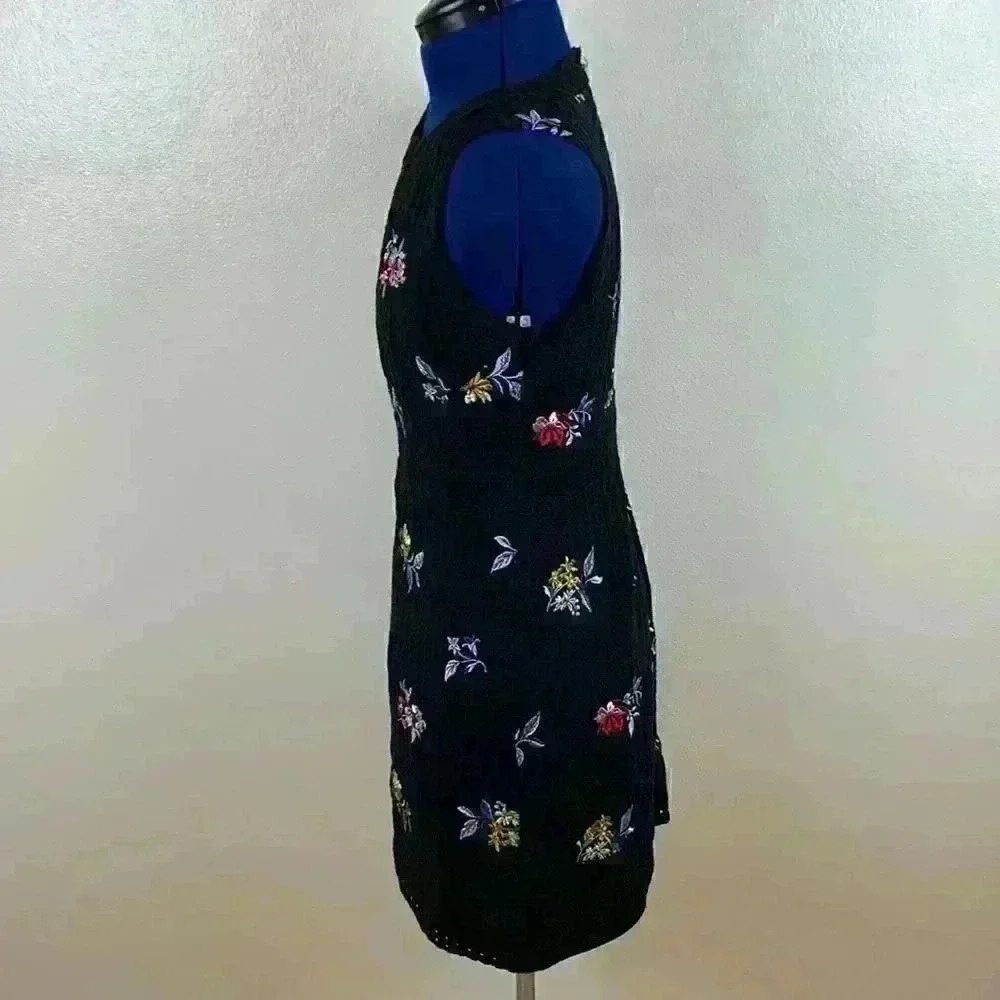 Ann Taylor Petite sheath dress. Black eyelet with floral embroidery. 6P - Picture 2 of 9